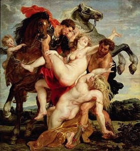 Create meme: the rape of the Sabine women by Rubens, Peter Paul Rubens battle of the Amazons, the picture of Rubens abduction of the daughters of Leucippus