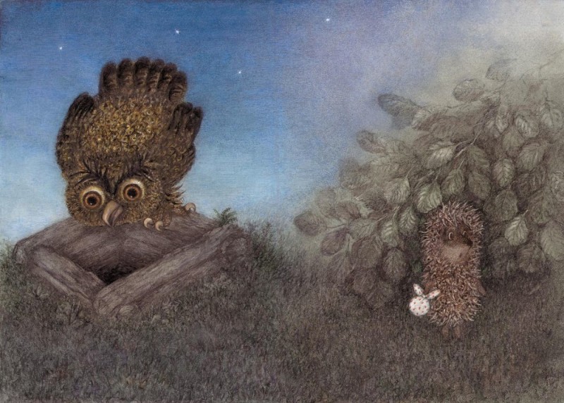Create meme: owl hedgehog in the fog, hedgehog in the fog, hedgehog in the fog Francesca yarbusova