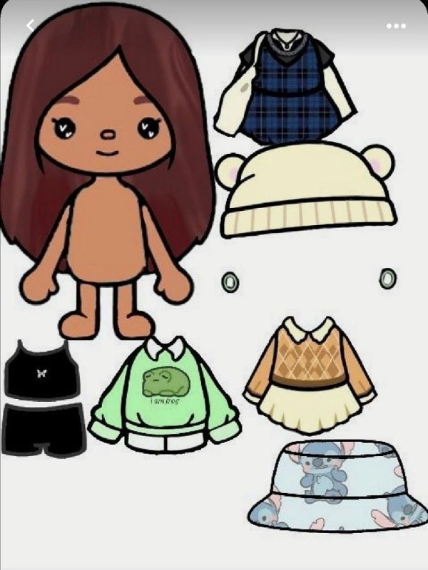Create meme: toka boka character with clothes, drawings current sides clothing, paper dolls toka boka
