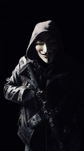 Create meme: Wallpapers cool people in the hood, anonymous in the hood with gun, mask hood
