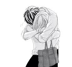 Create meme: art boy and girl black and white hug, hug anime, cute anime couples