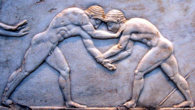 Создать мем: the wrestlers, ave caesar, morituri te salutant, спорт в древней греции