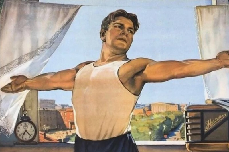 Create meme: good morning comrades, I wish it was morning and back to work poster, morning exercises of the USSR