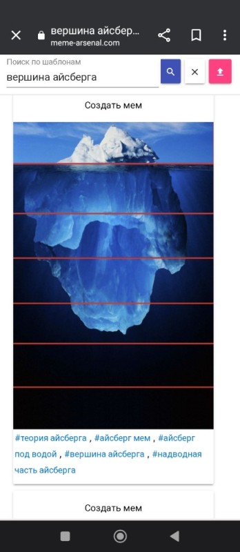 Создать мем: айсберг теорий, айсберг под водой, айсберг мем