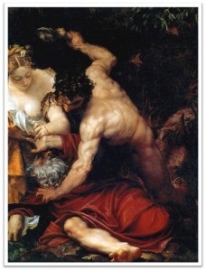 Create meme: Tarquinius and Lucretia Titian, Samson and Delilah painting by van Dyck, the painting Tarquin and Lucretia