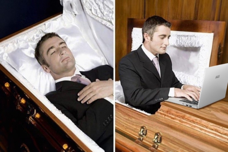 Create meme: the dead man in the coffin, the guy in the coffin, the man in the coffin, meme