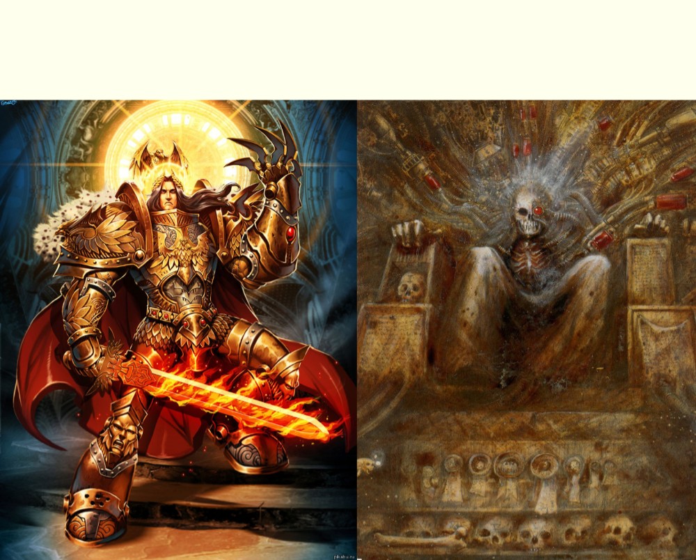 Create meme: God emperor warhammer, God Emperor Warhammer 40,000, the Emperor of mankind of Warhammer 40000 on the throne