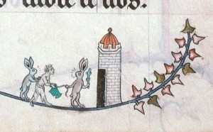 Create meme: manuscript, medieval marginalia rabbits, illustration