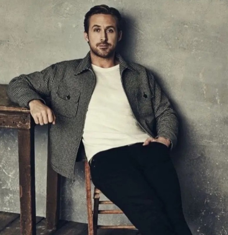 Create meme: portrait of a man, gosling, Ryan Gosling is sitting