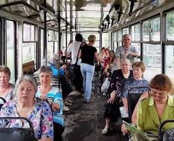 Create meme: country bus, retired, funny pensioners on the bus