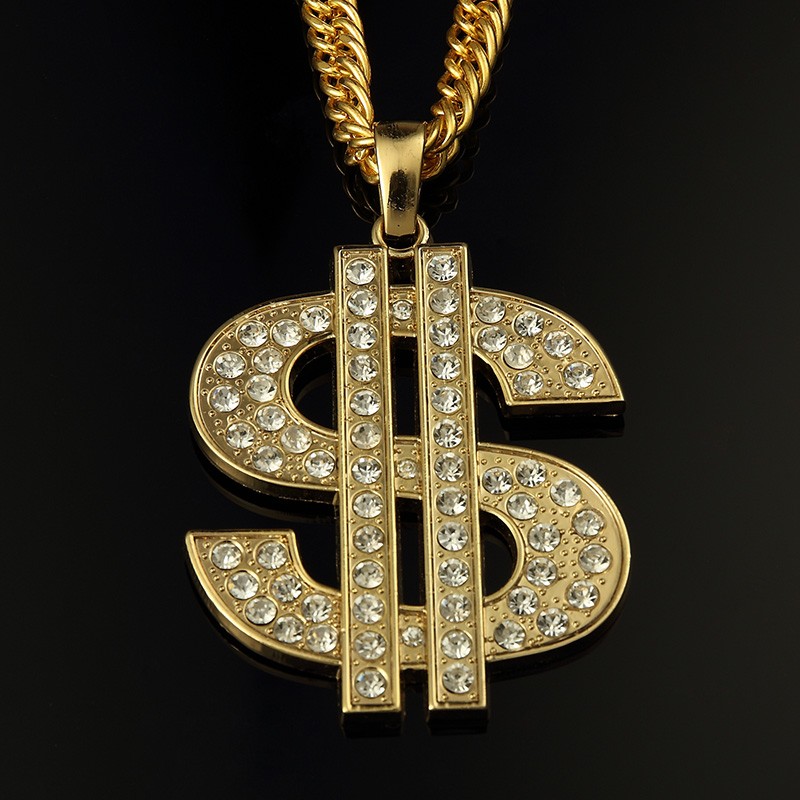 Create meme: golden dollar pendant, dollar chain, gold chain with dollar