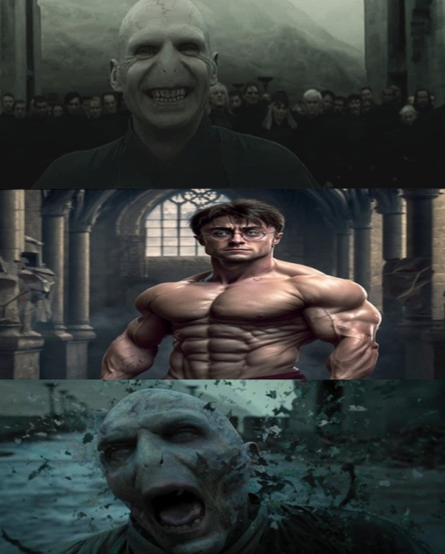 Create meme: voldemort harry Potter is dead, harry Potter the deathly hallows 2 voldemort, memes from harry potter