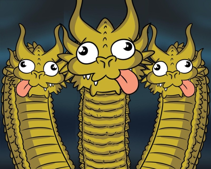 Создать мем: трехголовый дракон, кинг гидора три головы, кинг гидора мем
