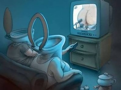 Создать мем: смотрит телевизор, телевизор зло, телевизор карикатура