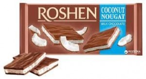 Create meme: roshen milk chocolate with blueberry nougat 90 g, chocolate Roshen nougat, Roshen chocolate with nougat