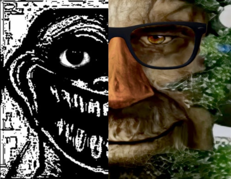 Create meme: the screamer is scary, scary faces trollface, trollface monster