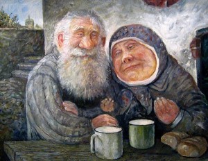Create meme: grandparents pictures, Leonid Baranov paintings, picture grandma and grandpa