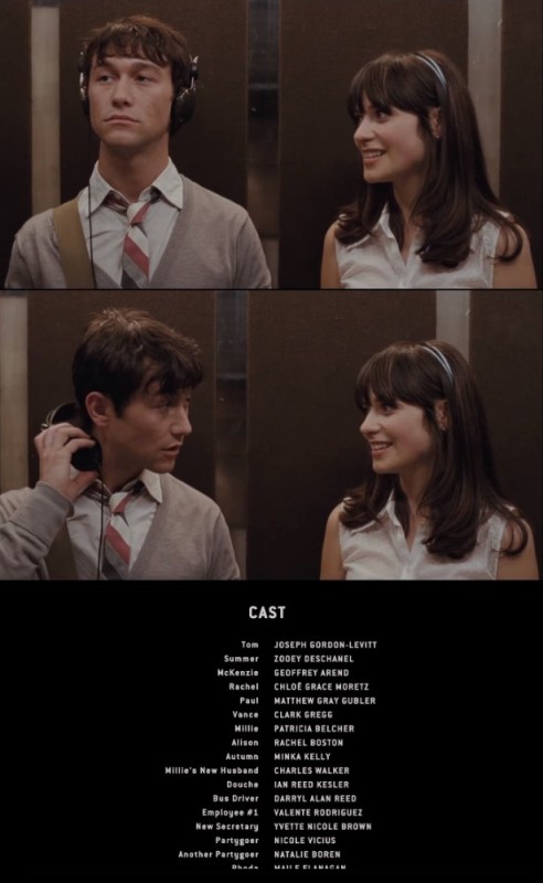 Create meme: 500 days of summer, Minka Kelly 500 days of summer, 500 days of summer elevator