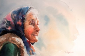 Create meme: realistic portraits in watercolor, grandma, grandma