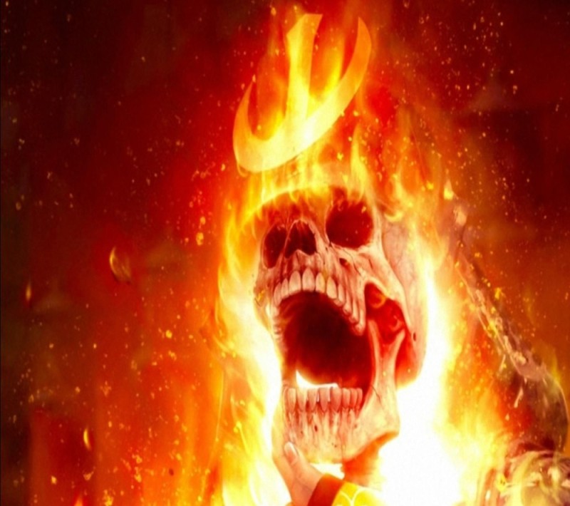 Create meme: fiery skeleton, Ghost rider , burning skull