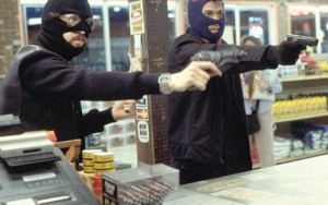 Create meme: store robbery, robbers in masks in the store, the robber