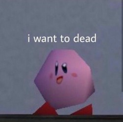 Create meme: dead kirby, i want to, kirby