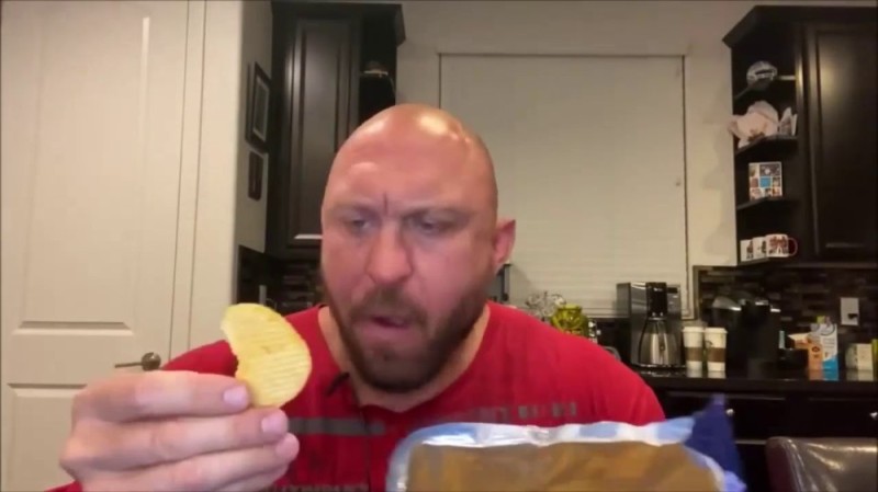 Create meme: a man eats chips, A bald man eats chips, a man eats chips