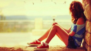 Create meme: alone, lonely girl, beautiful legs in sneakers