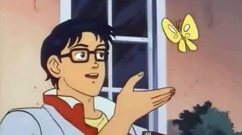 Create meme: is this a pigeon, this butterfly meme template, the guy with the butterfly meme