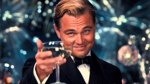 Create meme: DiCaprio's Gatsby with a glass of, DiCaprio Gatsby, the great Gatsby Leonardo DiCaprio with a glass of