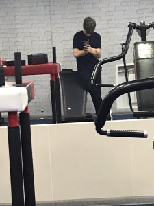 Create meme: gym, trainer, power simulator