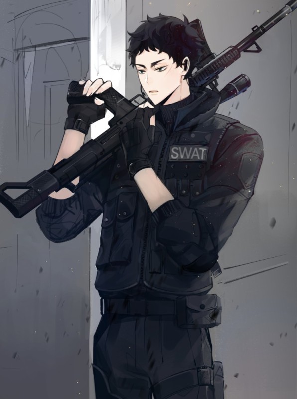 Create meme: haikyuu au special forces, arts anime, Anime riot police