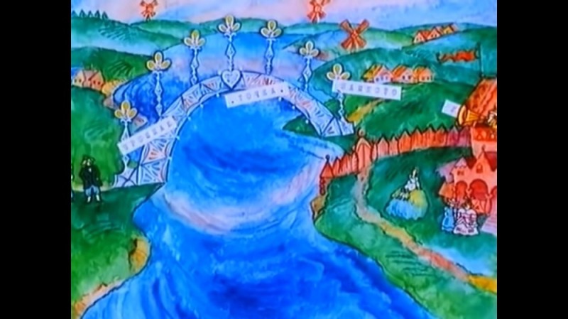 Создать мем: ролик про мост из мультфильма волшебное кольцо, волшебное кольцо мультфильм, волшебное кольцо мост хрустальный