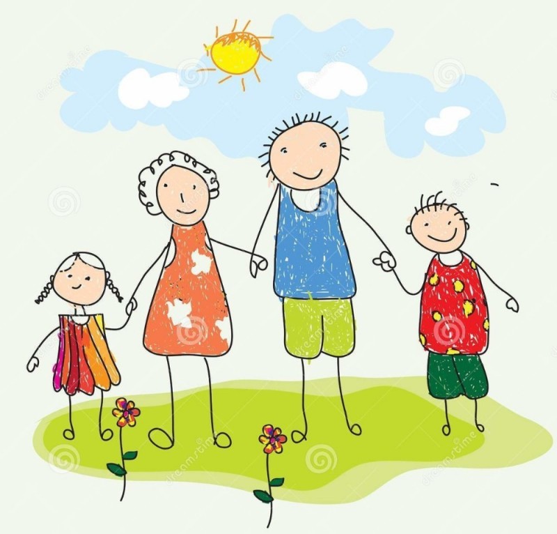 Create meme: family drawing, children's drawings of the family, drawing family for children