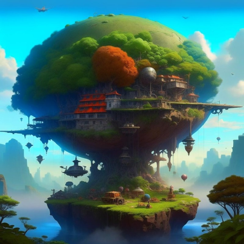 Create meme: flying island, a fantastic world, figure 