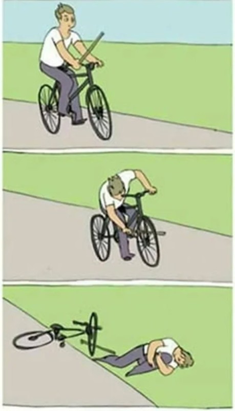 Создать мем: палка в колесо мем, мем велосипед, палки в колеса