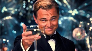 Create meme: DiCaprio Gatsby, Leonardo DiCaprio raises a glass, Leonardo DiCaprio the great Gatsby