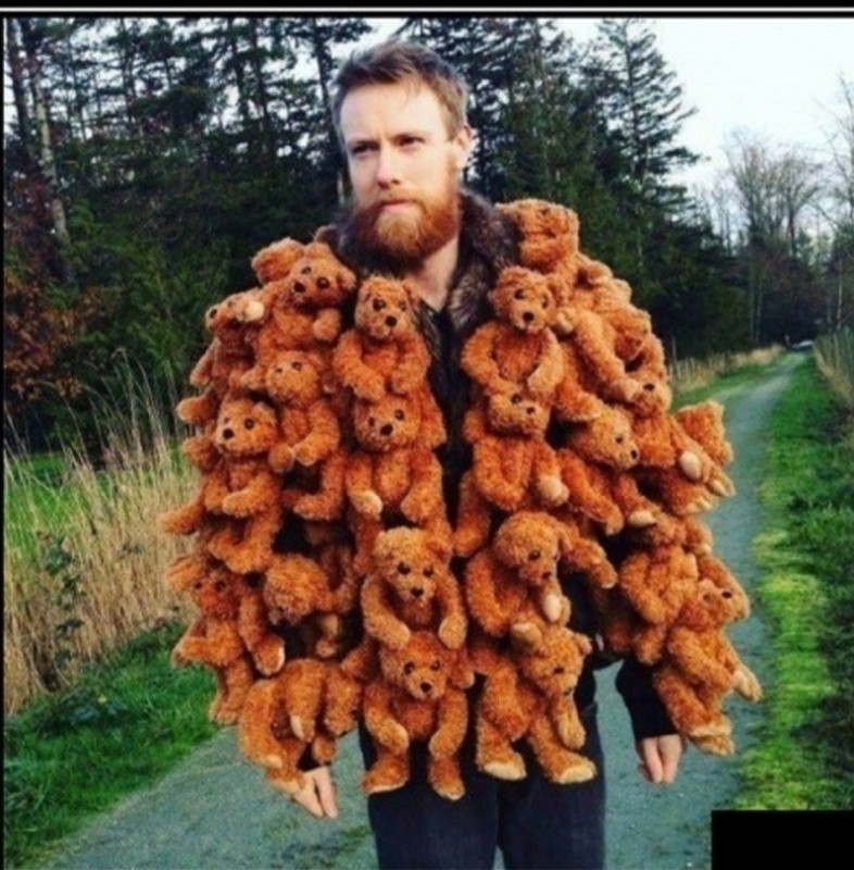 Create meme: the fur coat is funny, bear fur coat, funny fashion