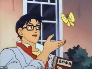 Создать мем: это птица мем, is this a pigeon meme, мем с бабочкой аниме