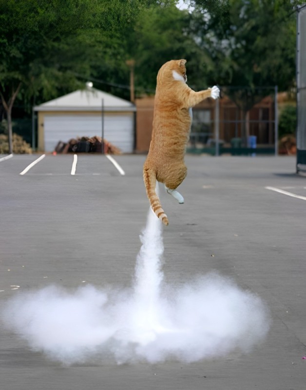 Create meme: cat on a rocket, cat on a rocket, Flying cat humor
