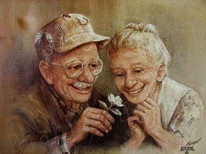 Создать мем: старушка, бабушка и дедушка, картина бабушка и дедушка