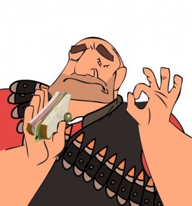 Создать мем: pacha meme, heavy weapons guy, sandvich