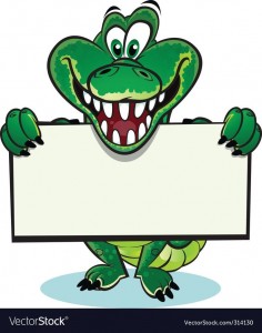 Create meme: frog drawing for kids, crocodile illustration, crocodile with a sign drawing