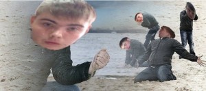 Create meme: meme man with sand, a man throws sand, meme man on the beach with sand