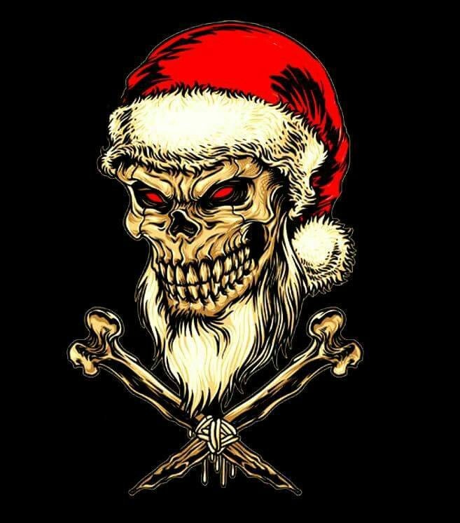 Create meme: new year's skull, the skull of santa claus, skull fantasy