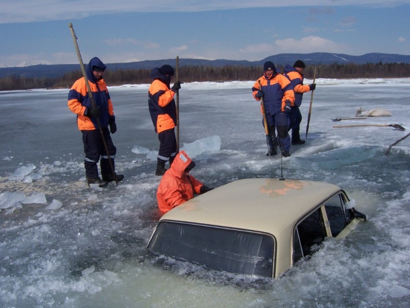 Create meme: fell through the ice, ice crossing, baikal ice