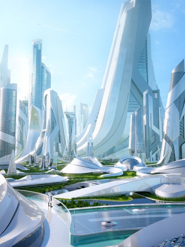 Создать мем: неом город будущего, нео футуризм в архитектуре город будущего, футуристическая архитектура будущего концепт