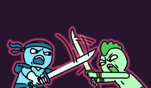 Create meme: art memes, comics, battle the ninja with the green men