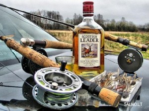 Create meme: fly fishing and whiskey, interesting fishing, fishing
