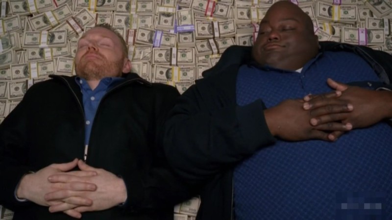 Create meme: in all serious lots of money, breaking bad , the negro is lying on the money